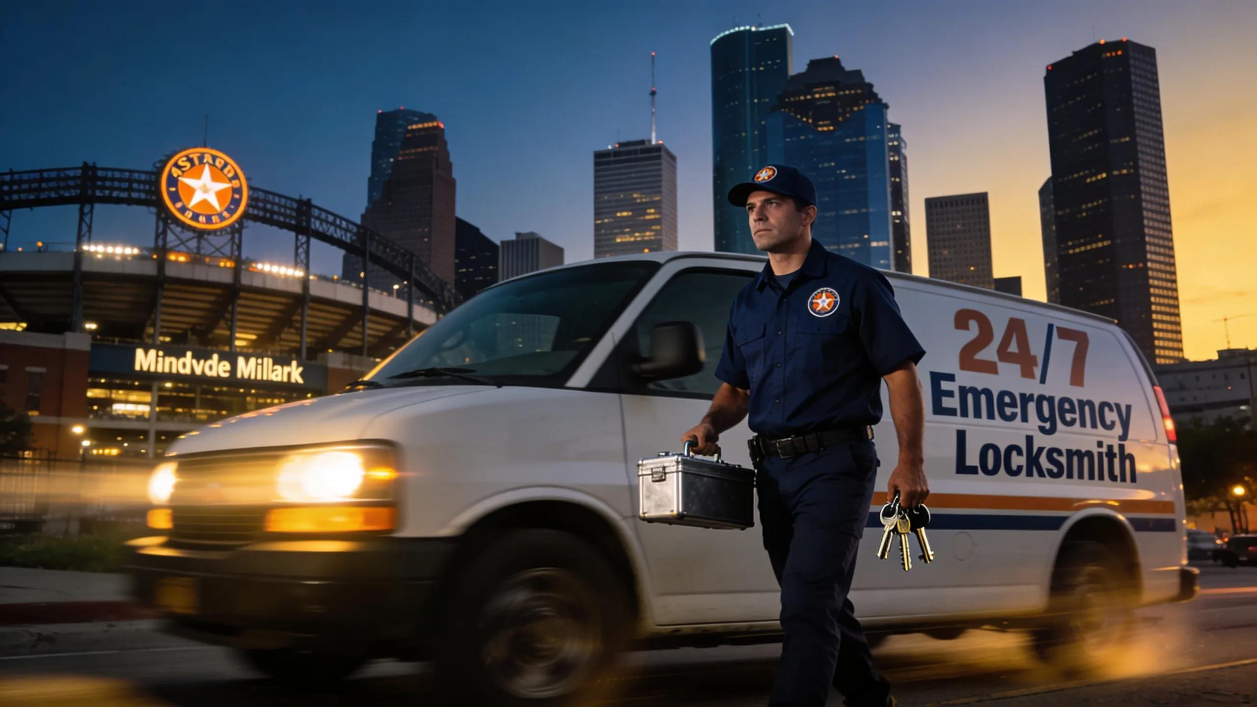 Houston Secure Locksmith van and technician providing 24/7 emergency locksmith services in Houston.