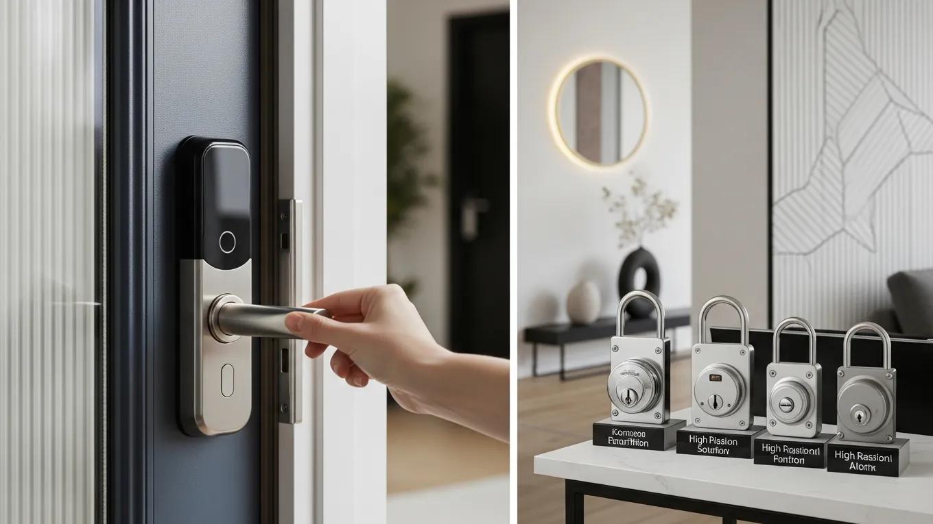 Smart locks and high-security traditional locks for residential security upgrades in Houston.